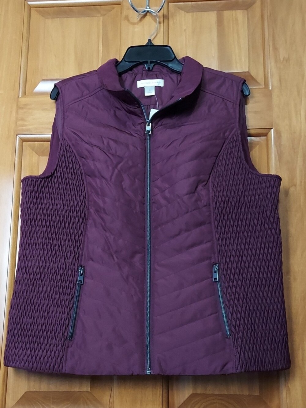 🆕 Christopher & Banks Women's Burgundy Quilted Vest Jacket, Plus Size XL, NEW▪︎